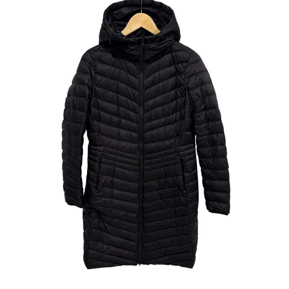 Lands End Winter Jacket Down Feathers Coat Women's Small Black hooded